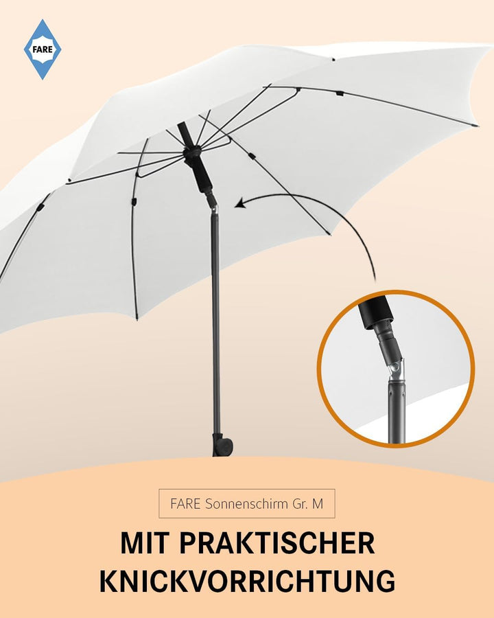 Sonnenschirm Gr. M - 180 cm Durchmesser - UV-Schutz 50+ für Balkon Garten Terrasse Sommer - Titan-Fi