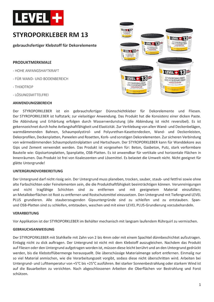 Styroporkleber 15kg + Kunstoffzahnspachtel, Korkkleber Renoviervlies Dispersionkleber Flisenkleber M
