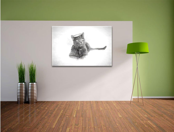 Pixxprint Katzen-Engel im Himmel als Leinwandbild/Grösse: 100x70 / Wandbild/Kunstdruck/fertig bespan