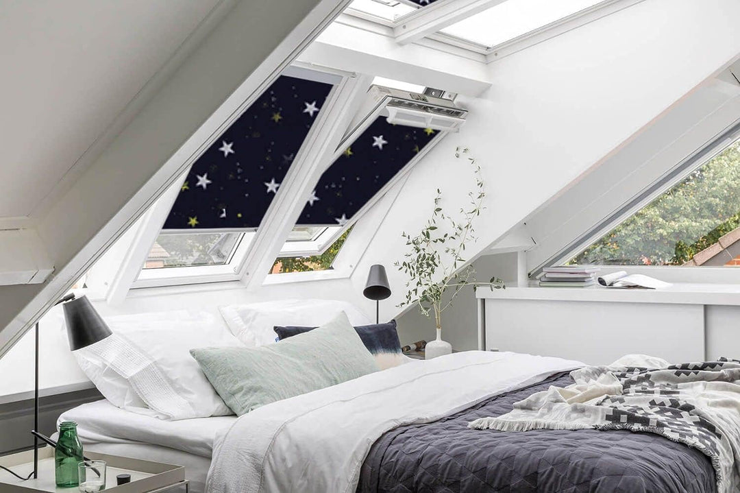 Dachfensterrollo für DAKEA Dachfenster - Verdunkelungsrollo - Nachtropfen - silberfarbener Aluminium