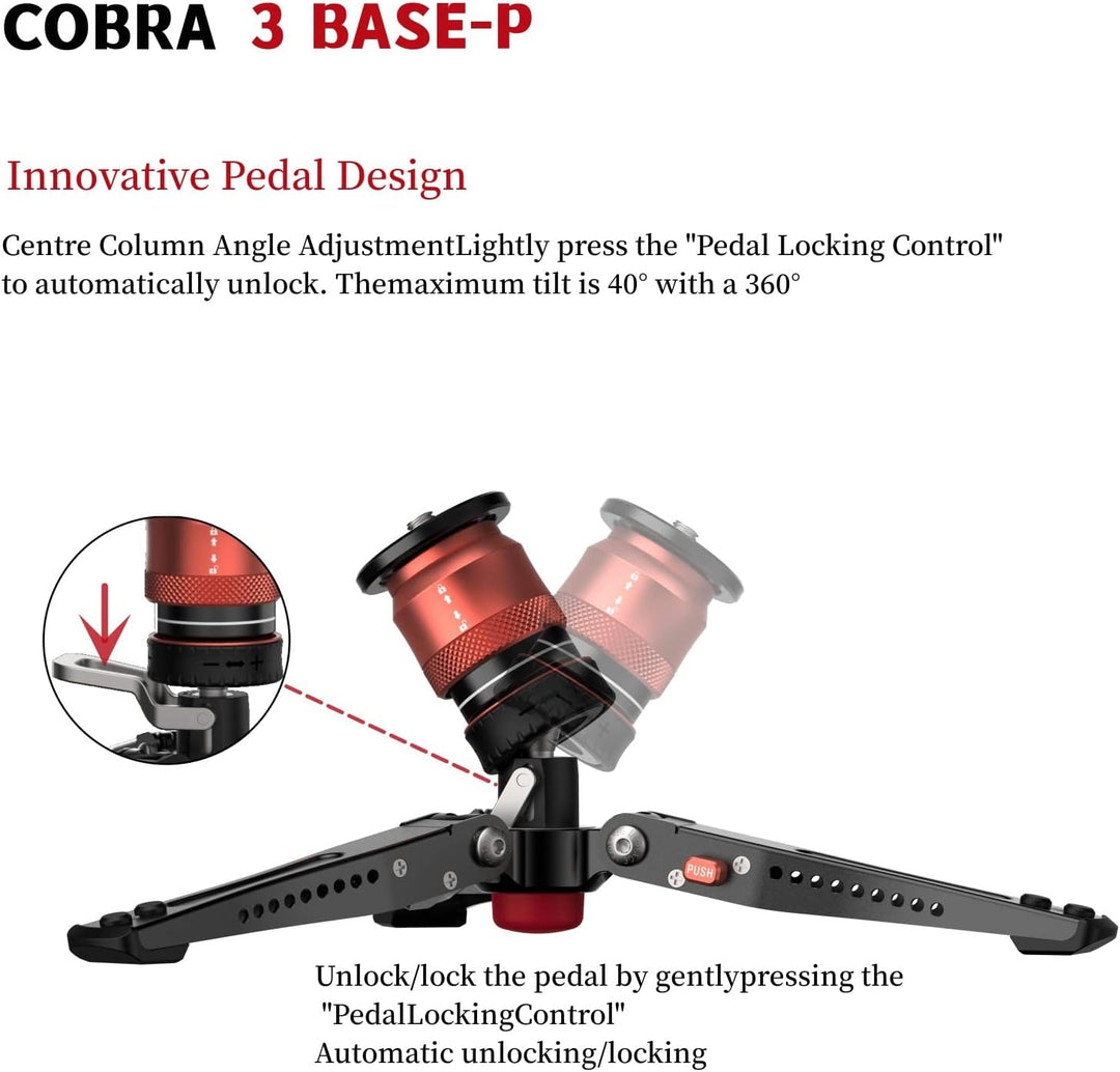 IFOOTAGE Cobra 3 Base-P,Tragbares Mini-Tischstativ für Cobra 2 Einbeinstativ, Innovatives Pedaldesig