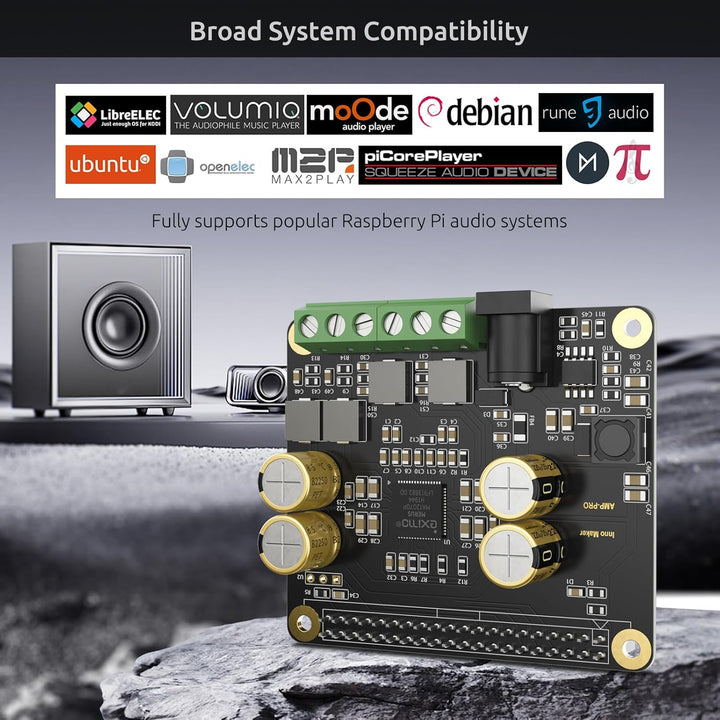 InnoMaker Audio-Verstärker 2x80W Spitzenausgang Klasse D HiFi AMP Pro V2 HAT, mit 192 kHz/24-Bit MA1
