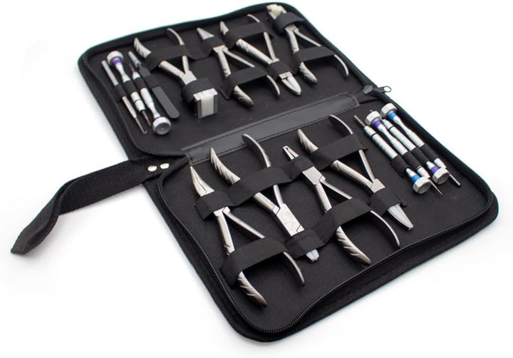 Toplionace Professionelles Brillenreparatur-Werkzeugset， 8 Zangen + 6 Schraubendreher mit Etui Zur O