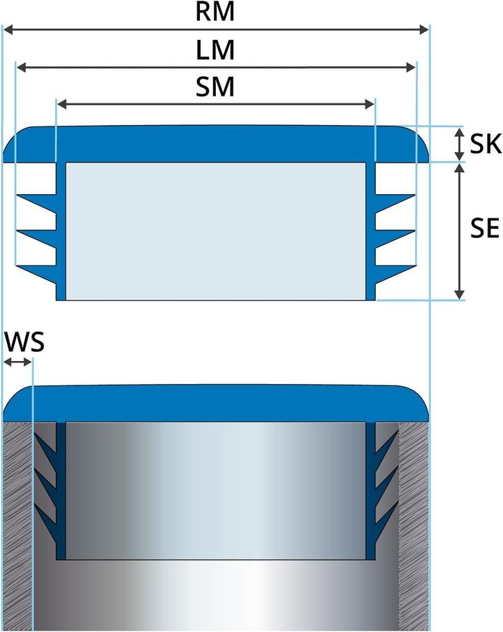 EMFA Lamellenstopfen für Rechteckrohre 100x25 mm Schwarz 10 Stück Rechteckstopfen 25x10, 10x2,5 cm 2