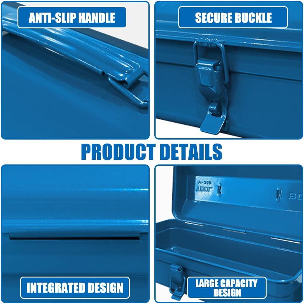 Mehrzweck-Werkzeugkiste mit Schlossschnalle leer Gross Werkzeugbox 37×16×12cm Robust Langlebig Metal