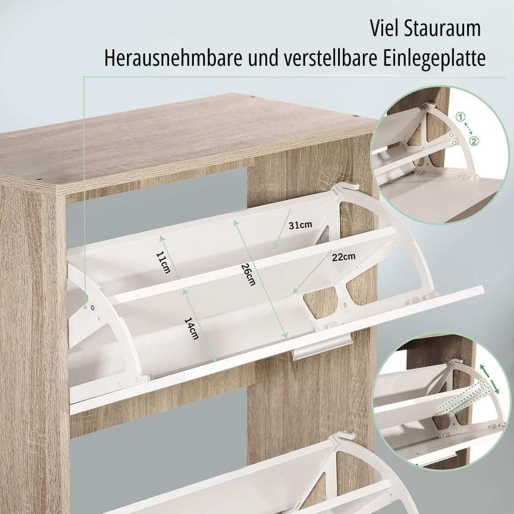 CASABEL Schuhschrank für 18 Paar – Schrank mit grossem Fassungsvermögen für Eingangsbereich, Flur –