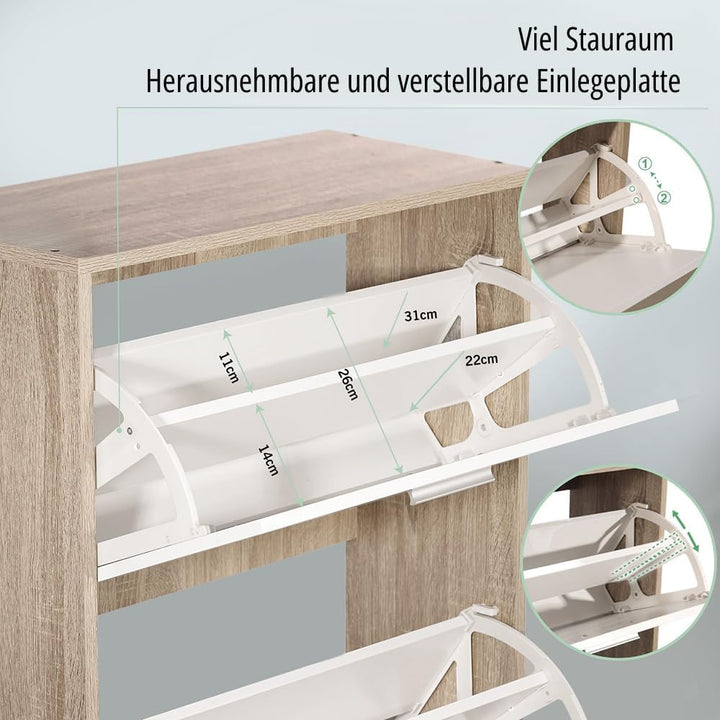 CASABEL Schuhschrank für 18 Paar – Schrank mit grossem Fassungsvermögen für Eingangsbereich, Flur –