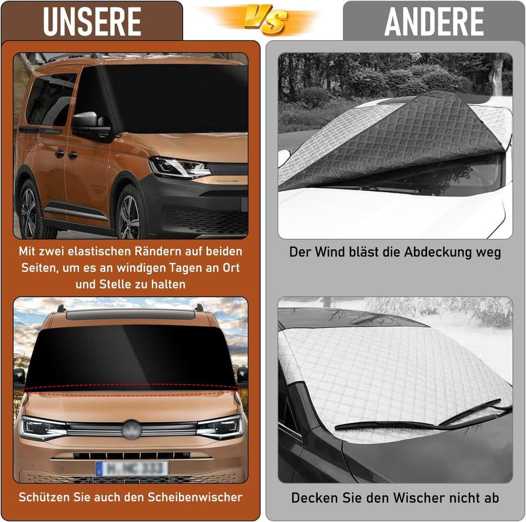 für VW Caddy Auto Windschutzscheiben Abdeckung, 600D Wasserdicht Sonnenschutz Frontscheibe Thermomat