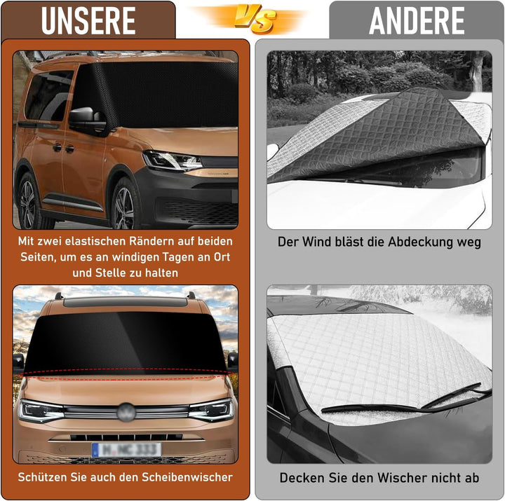 für VW Caddy Auto Windschutzscheiben Abdeckung, 600D Wasserdicht Sonnenschutz Frontscheibe Thermomat