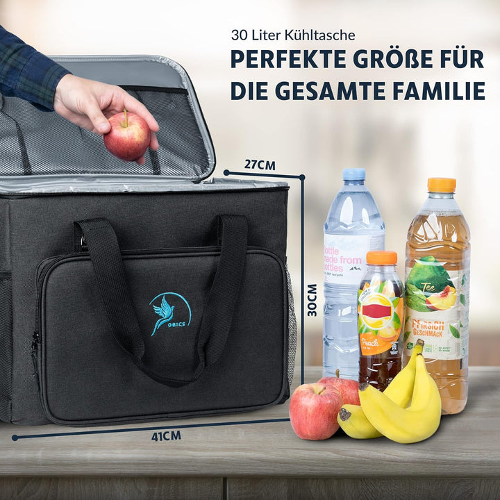 Obics Kühltasche klein 20L & Gross 30L, Kühlbox faltbar mit Flaschenöffner Lunchtasche Herren - lang