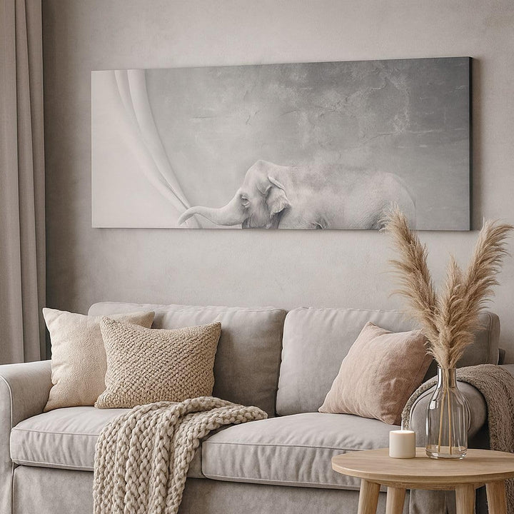 Wandbilder Dekoration Wohnzimmer Elefant Vorhang Abstraktion Phantasie Bilder auf Leinwand 120x50cm
