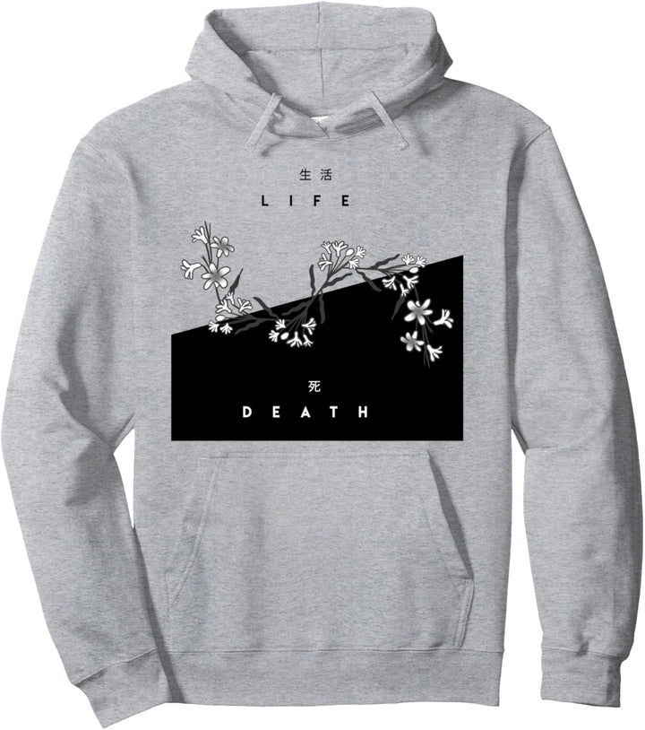 Life Death Flowers Cool Dark Light Minimalist Japanese Gift Pullover Hoodie