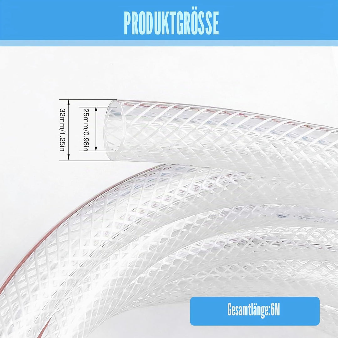 Trinkwasserschlauch, PVC Schlauch 25mm Innendurchmesser, Wasserschlauch Plastikschlauch Aquariumschl
