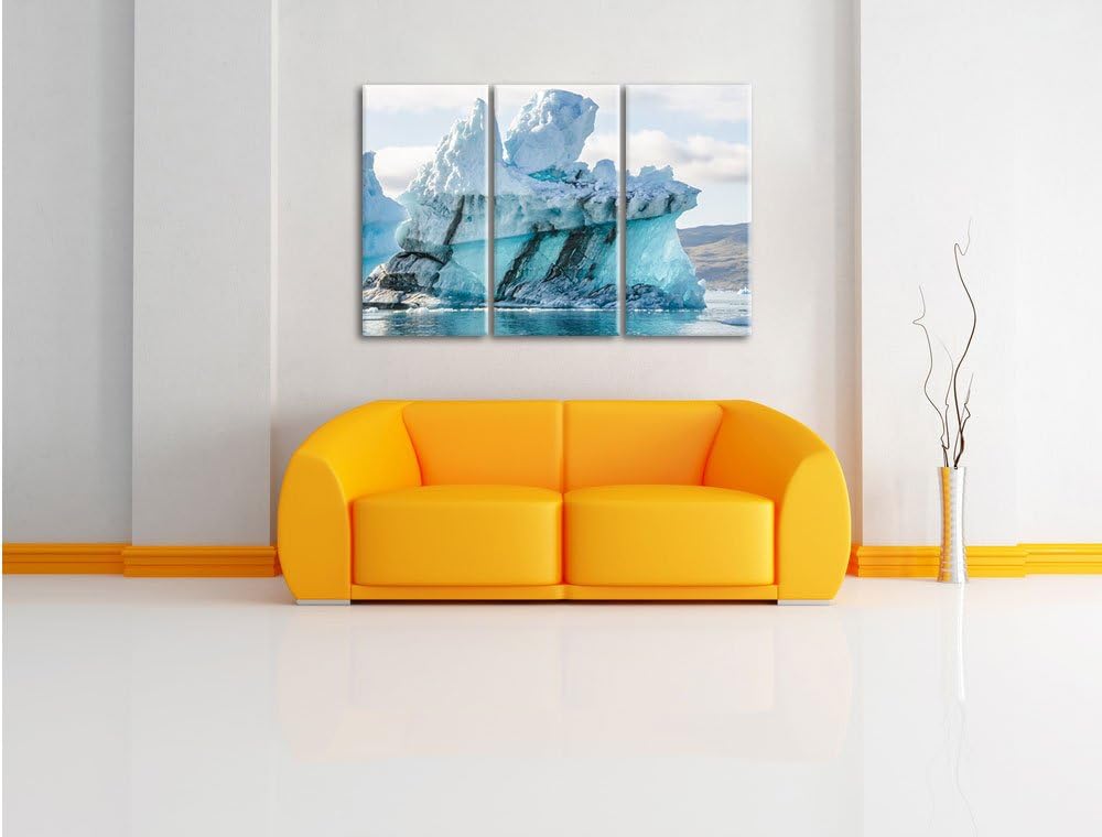 Pixxprint gigantischer Eisberg 3-Teiler Leinwandbild 120x80 Bild auf Leinwand