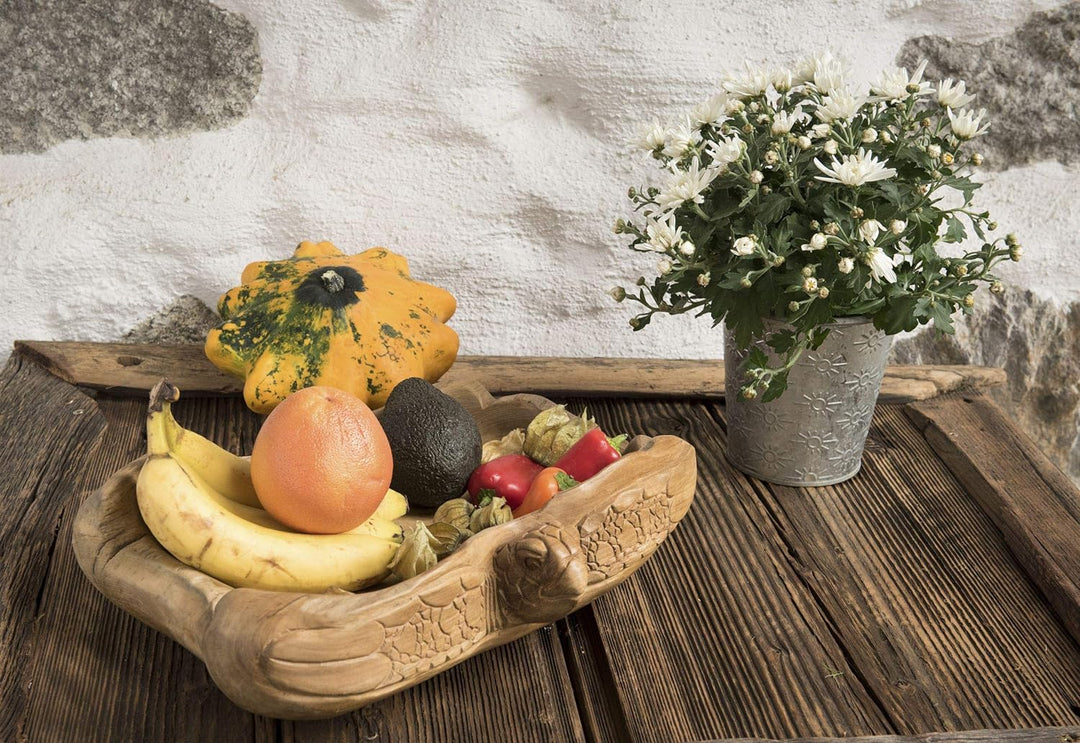 Windalf Lucky Holz Schale SCHILDI 30 cm Schildkröte Handarbeit aus Wurzelholz