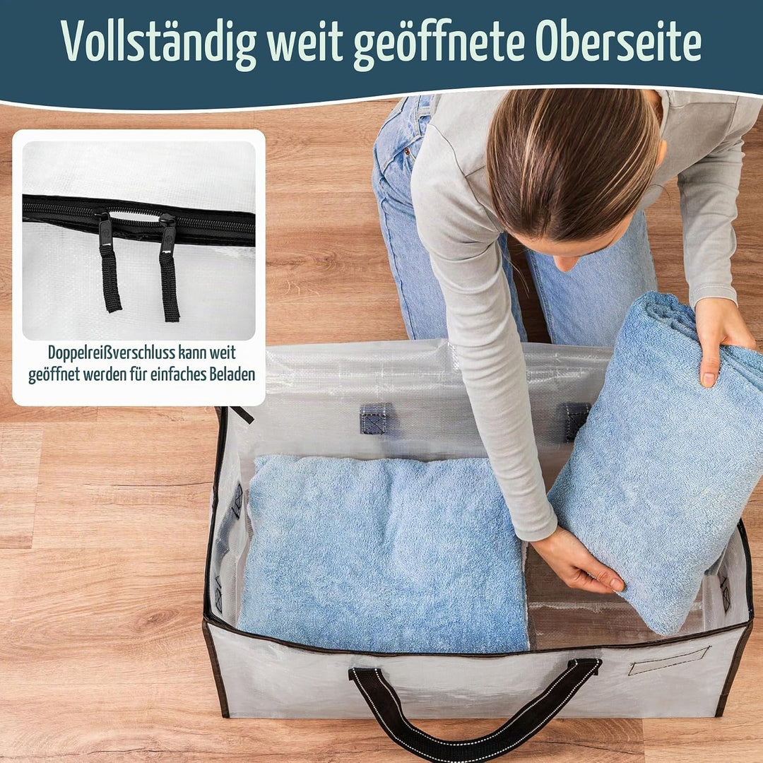 VENO Umzugstaschen 6 Stück Aufbewahrungstasche mit Griffe und Reissverschlüssen, Kleideraufbewahrung