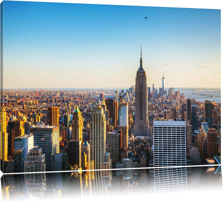 Empire State Building in New York Format: 100x70 auf Leinwand, XXL riesige Bilder fertig gerahmt mit