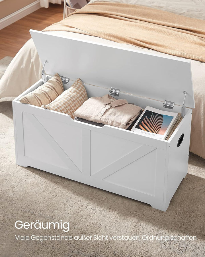 VASAGLE Schuhbank, Sitzbank mit Stauraum, Sitztruhe, 2 Sicherheitsscharniere, Aufbewahrungsschrank,