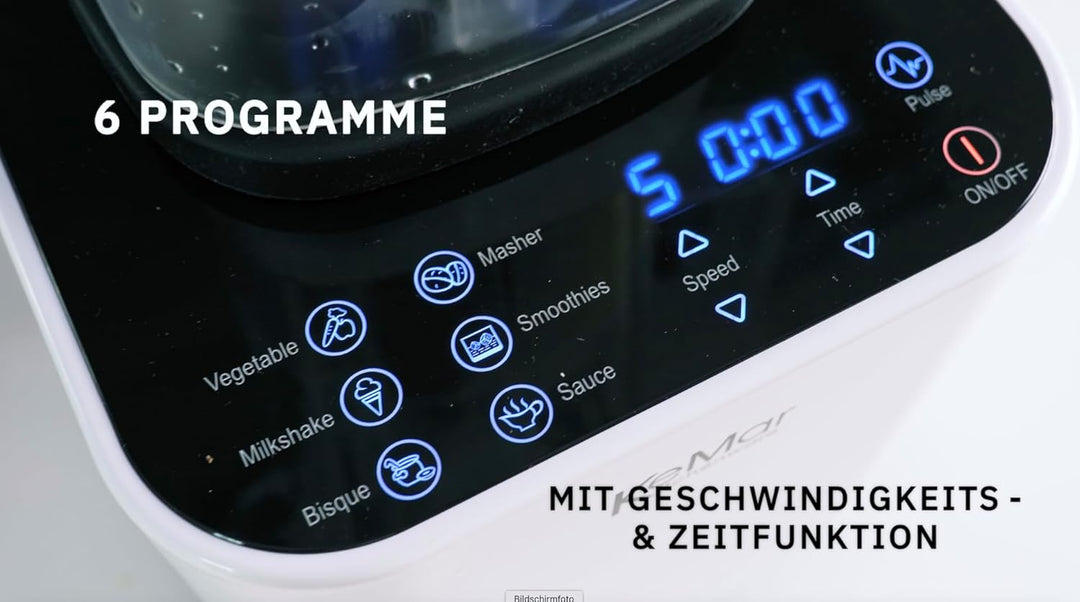 Hochleistungstandmixer (1.500W, 30.000 U/min 6 Programme, Touch Bedienung, inkl. 1L und 2L Behälter