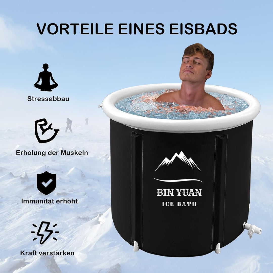 Faltbare Eisbad Badewanne mit Abdeckung 80cm Ø Large Aufblasbare Eisbaden Badewanne Erwachsene Eisfa