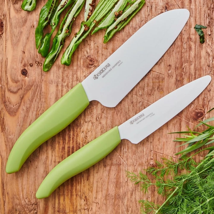 KYOCERA GEN COLOUR Santoku Keramikmesser FK-140WH-GR Santokumesser mit extrem scharfer Keramikklinge