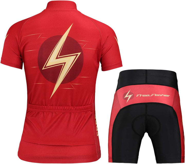 Kinder Jungen Radtrikot Set Mädchen Fahrrad Trikot Kurzarm &amp; Radhose mit Sitzpolster Radsport Anzüge
