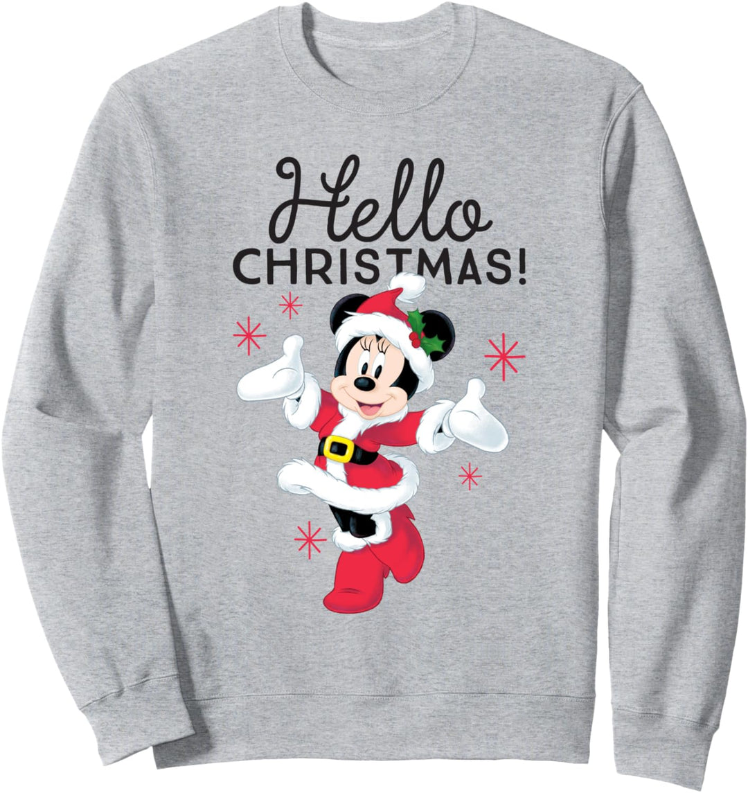 Disney Santa Minnie Mouse Hello Christmas Holiday , open , Sweatshirt , Langarm