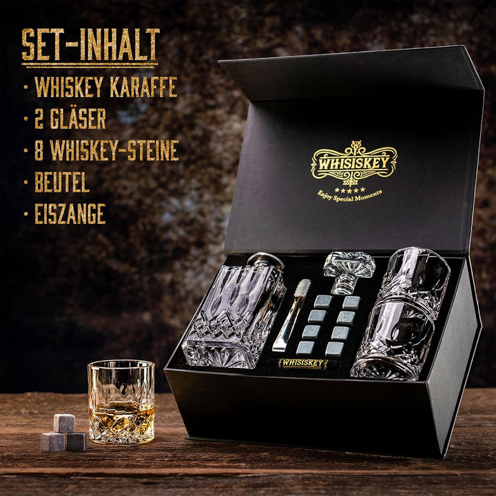 WHISISKEY Whisky Karaffe Set - Whiskey Geschenkset - Geschenke für Männer - Männergeschenke Geschenk