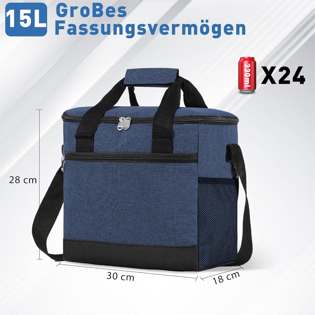 Kühltasche Wählbare Kapazität 15L, Thermotasche Picknicktasche Gross Isolierte Lunchtasche,Kühltasch