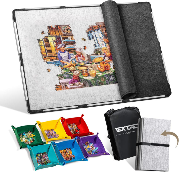 Tektalk 2000 Pieces Foldable Jigsaw Puzzle Board, Felt Puzzle Mat with Non-Slip Surface & 6 Colored