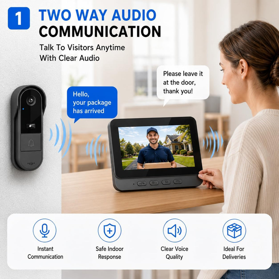 Winnes Drahtlose Türklingel mit Kamera,Video Türklingel Kabellos, Zwei-Wege-Audio, 4,3 IPS Display 1