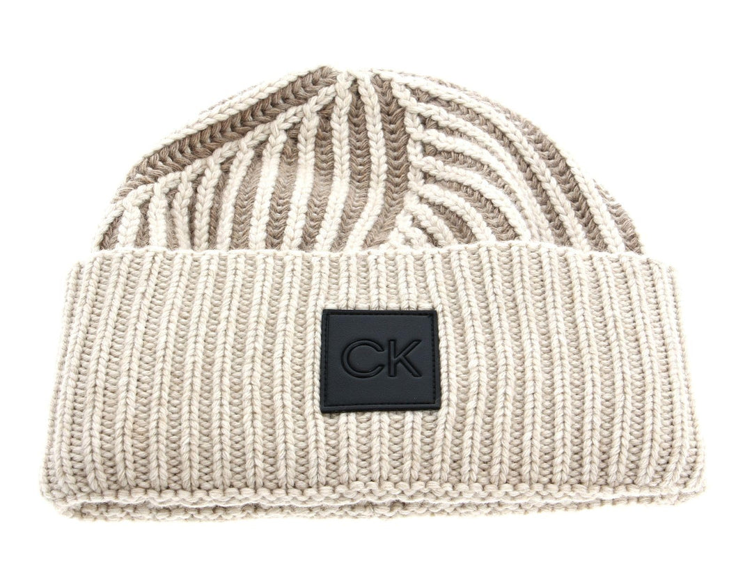 Calvin Klein Elevated Wool 2Tone Beanie XL Shadow Beige/Stoney Beige