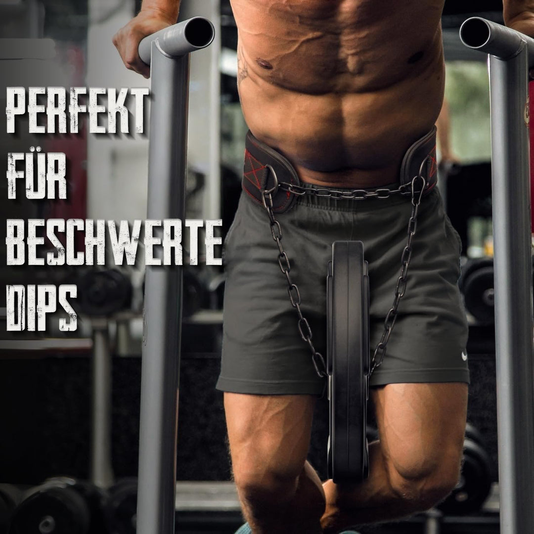 EVO Fitness Dip Gürtel robust 36" verstellbare Kette Gewichthebergürtel 6.25" Rückenstütze Hebegürte