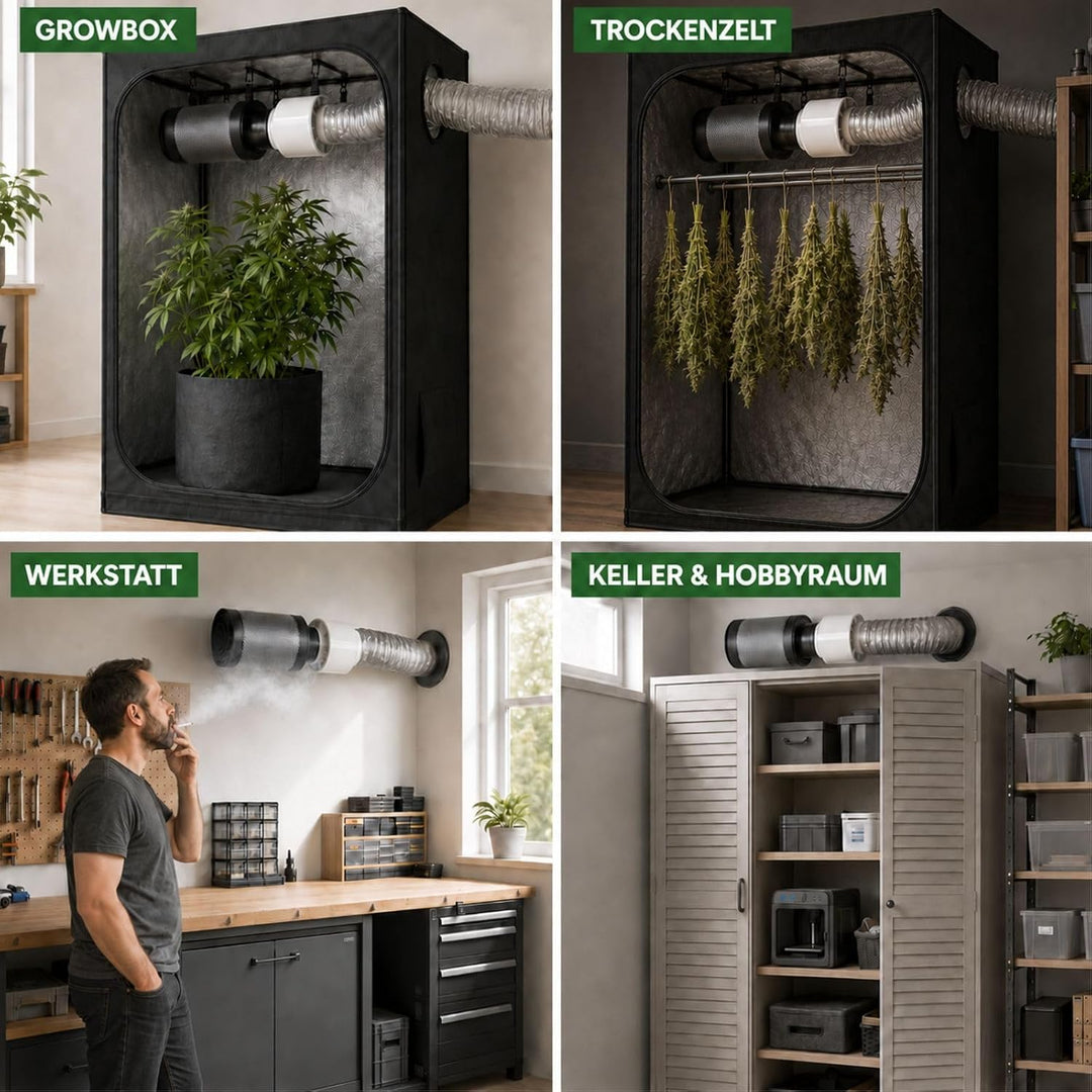 Weedness Grow Abluft Set Set ECO 305 m3/h 150 mm Flansch Belüftungsset - Grow Indoor Aktivkohlefilte