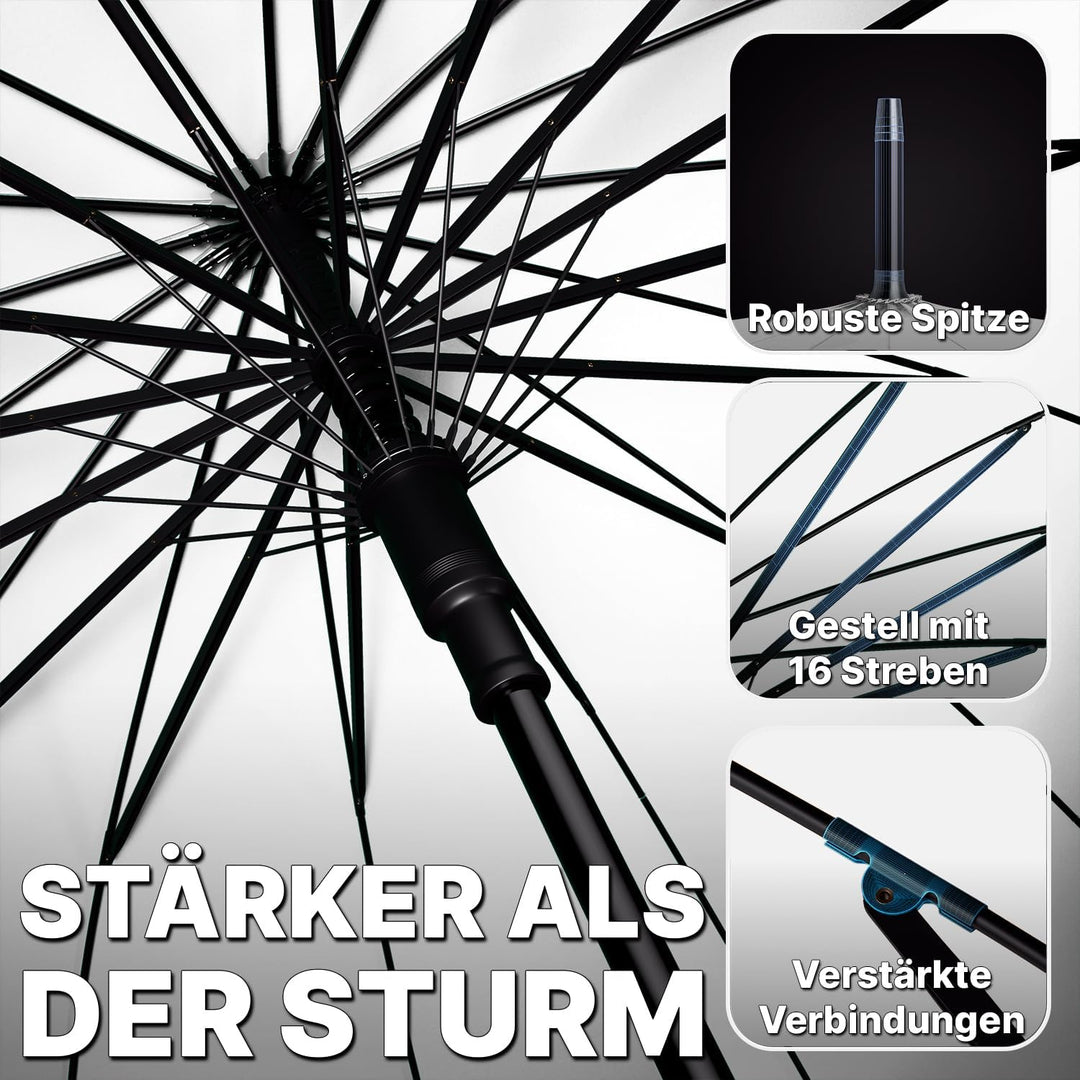 Royal Walk Regenschirm Gross Sturmfest Golf Schirm XXL Stabiler Stockschirm | Grosser Regenschirm fü