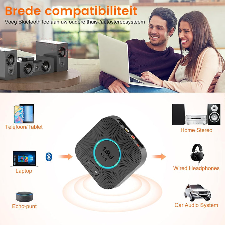1Mii B06S Bluetooth Audio Adapter, HiFi Wireless 5.2 Empfänger, Lautstärkeregelung, aptX HD & Low La
