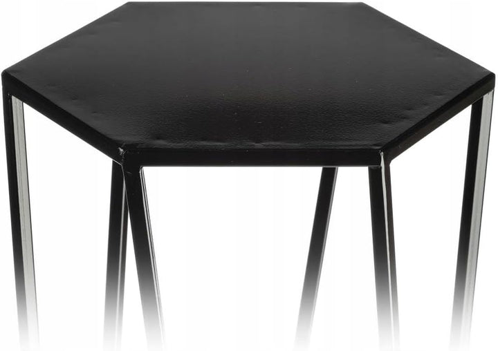HowHomely Schwarz Blumenständer Metall 40 cm Hoch - Solider Blumenhocker in Sechseckiger Form - Pfla