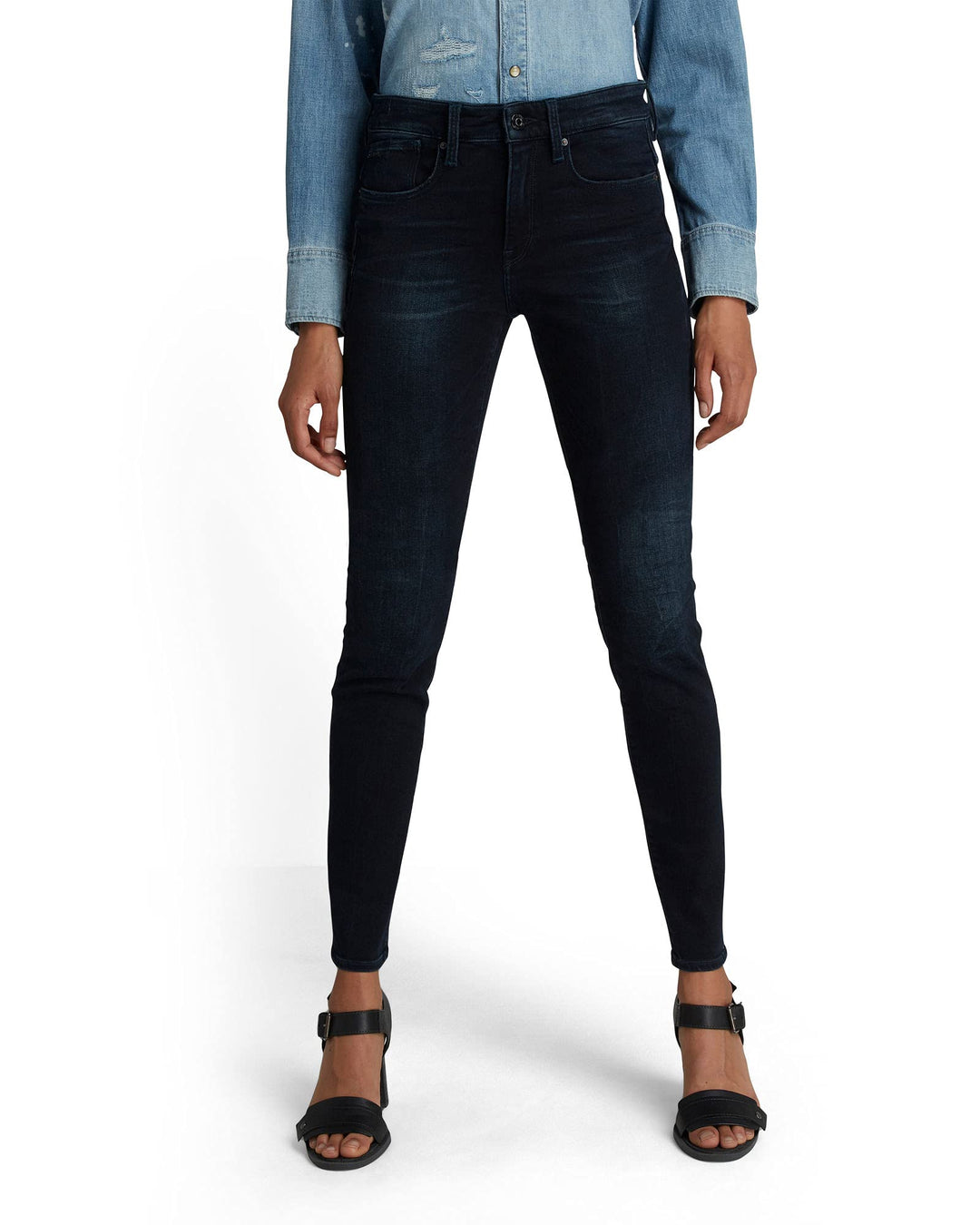 G-Star Damen Lhana Skinny Jeans 24W / 32L Schwarz (Worn in Eve Destroyed D19079-8971-c267), 24W / 32