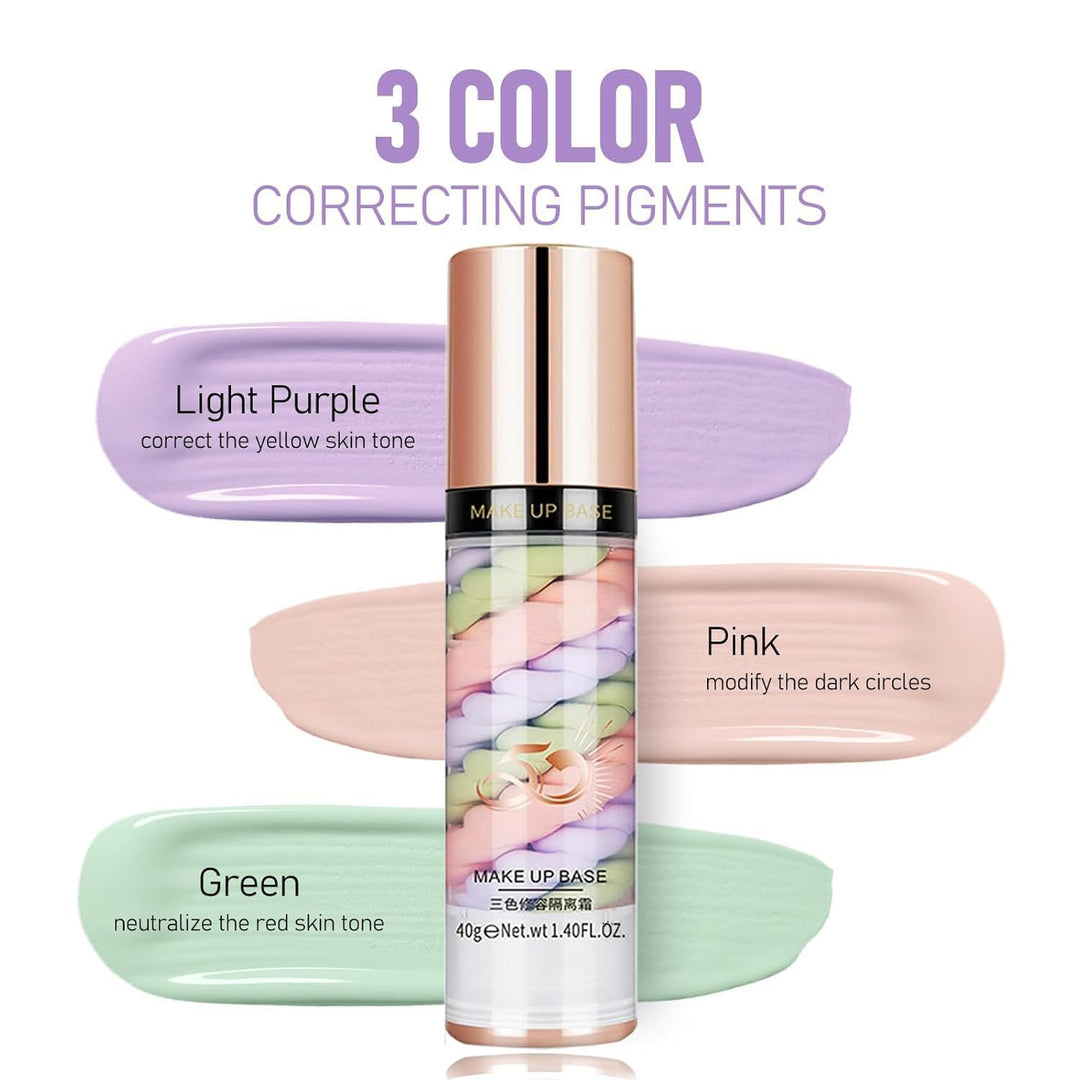 Skynest 2pcs Pore Primer, Color Correcting Facial Serum, Face Makeup Primer Base,Isolation Cream,Inv