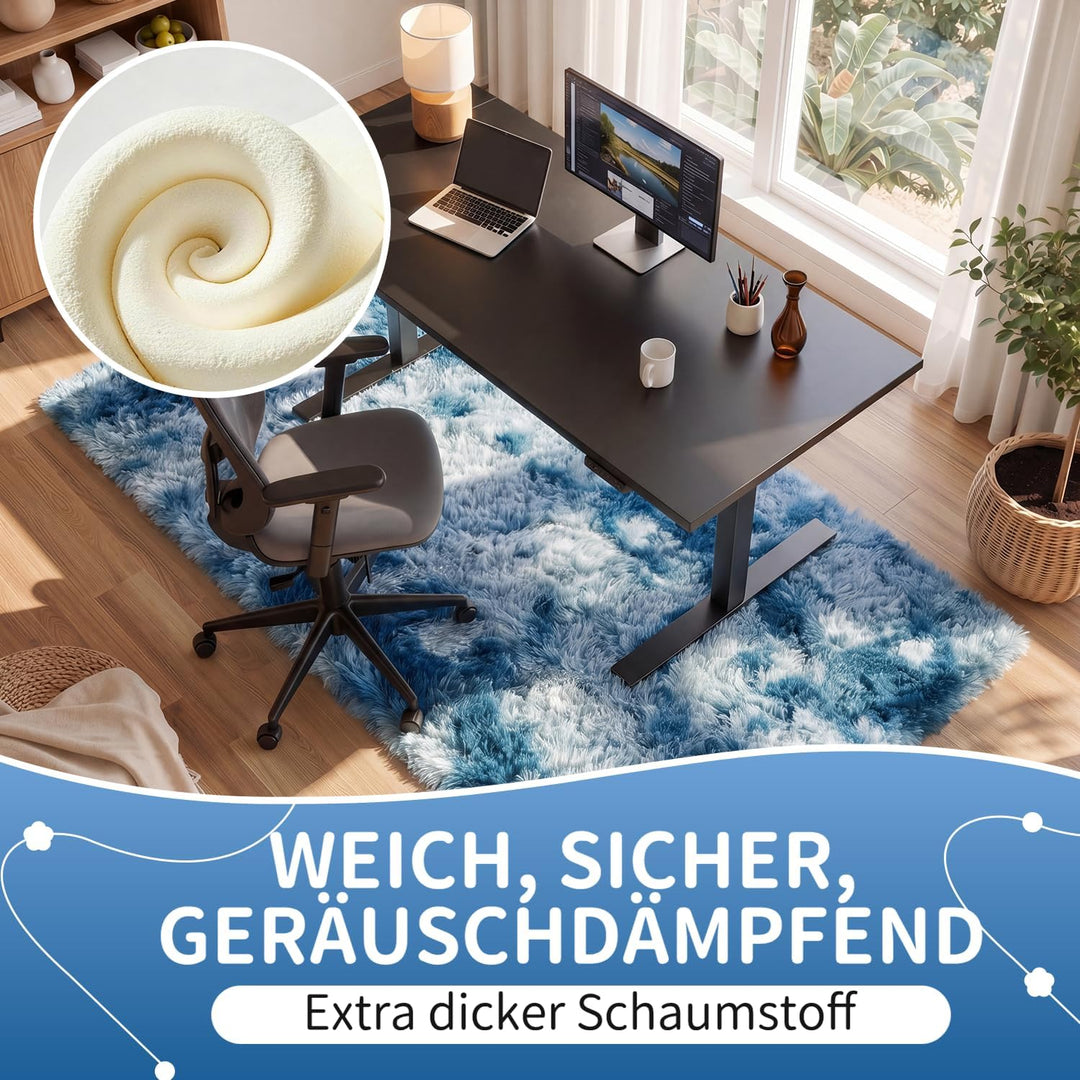 VOFUSHON Wohnzimmer Hochflor Teppich,Shaggy Flur Läufer Teppich Modern Flauschiger Weich Bunte Batik
