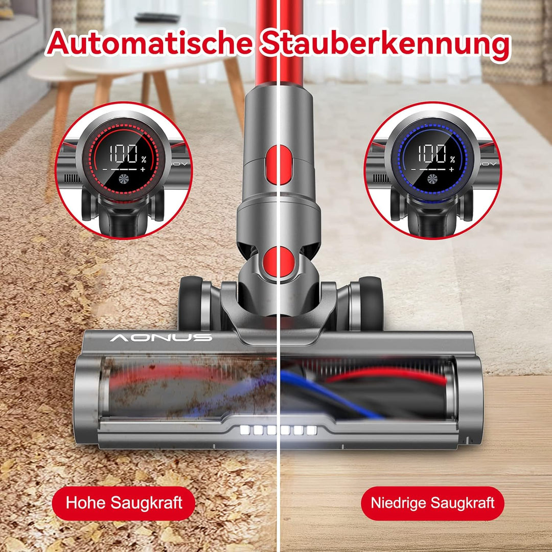 aonus A9 Pro Akku Staubsauger | 500W 33KPa Staubsauger Kabellos Starke Saugsleistung | Faltbarer Sta