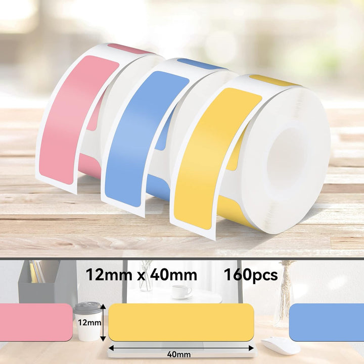 Pristar P15 Thermoband, 3 Rollen 12mm * 40mm Selbstklebend, Kompatibel mit P15 Etikettendrucker, Pin