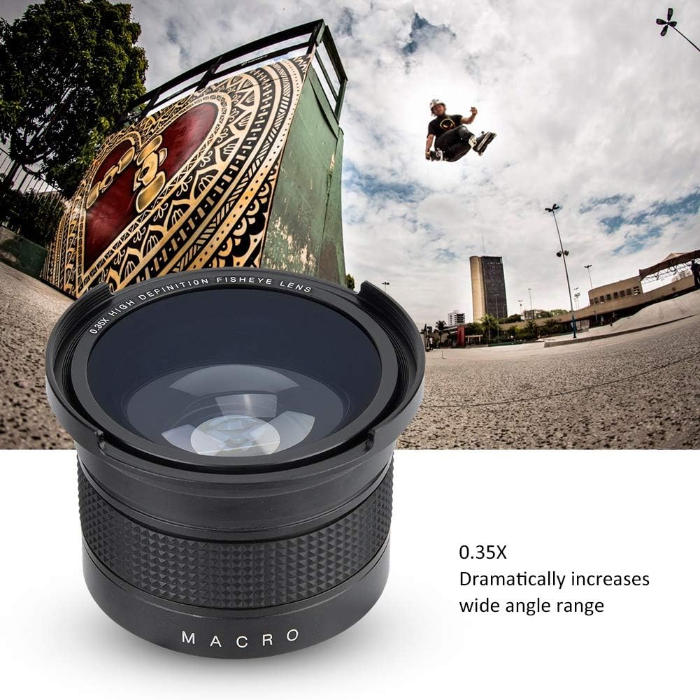 Tosuny 52mm 0.35X Weitwinkel Fisheye Objektiv mit Objektivdeckel Aufbewahrungstasche Universal für C