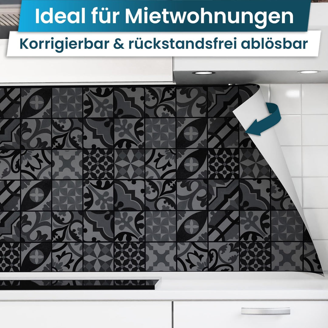 danario Küchenrückwand selbstklebend - Matt - Spritzschutz Küche - versteifte PET Folie - 0,4 mm - M