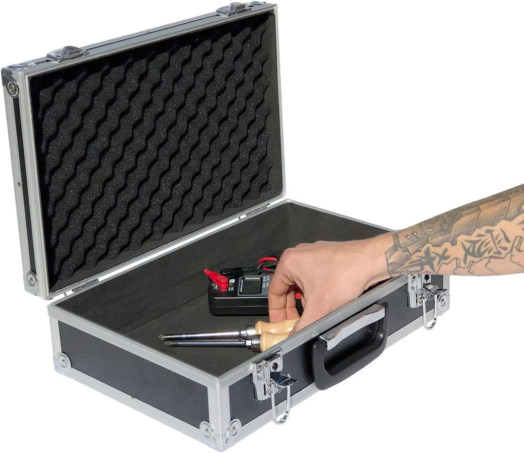 ECI® Aluminium Koffer Schwarz mit Würfelschaum Leer-Koffer Alukoffer Alu Box Werkzeugkoffer LxBxH 40