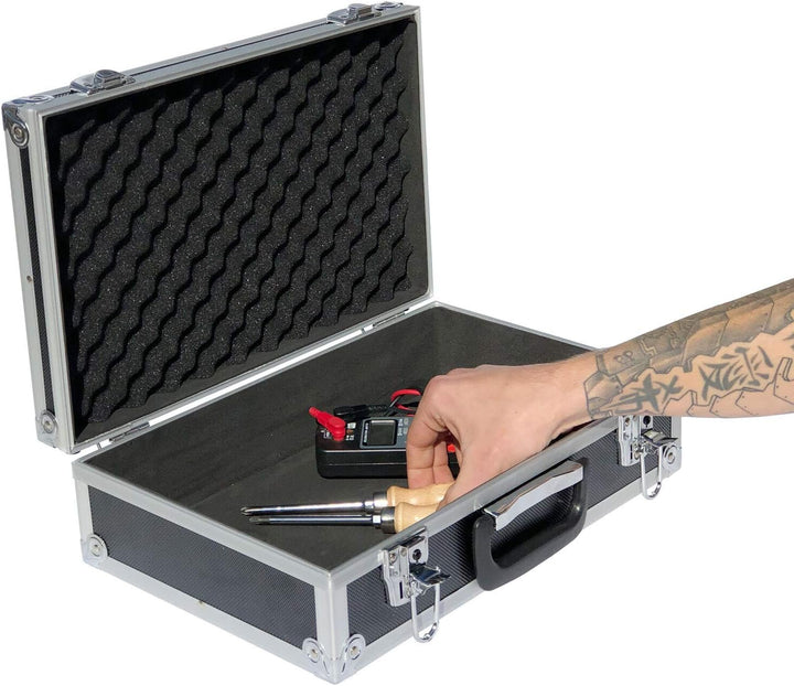 ECI® Aluminium Koffer Schwarz mit Würfelschaum Leer-Koffer Alukoffer Alu Box Werkzeugkoffer LxBxH 40