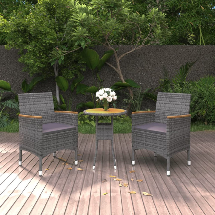 Tidyard 3-TLG. Balkonmöbel, Garten Essgruppe, Bistro Set, Tisch und 2 Stühle, Balkonset für Balkon G