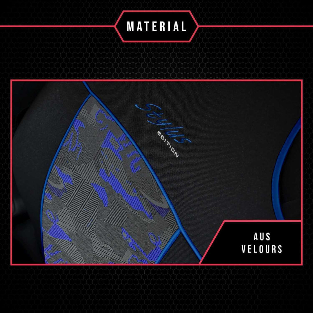 2er Set Autositzbezüge PKW universal | Auto Sitzbezüge Polyester Blau für Airbag geeignet | für Vord