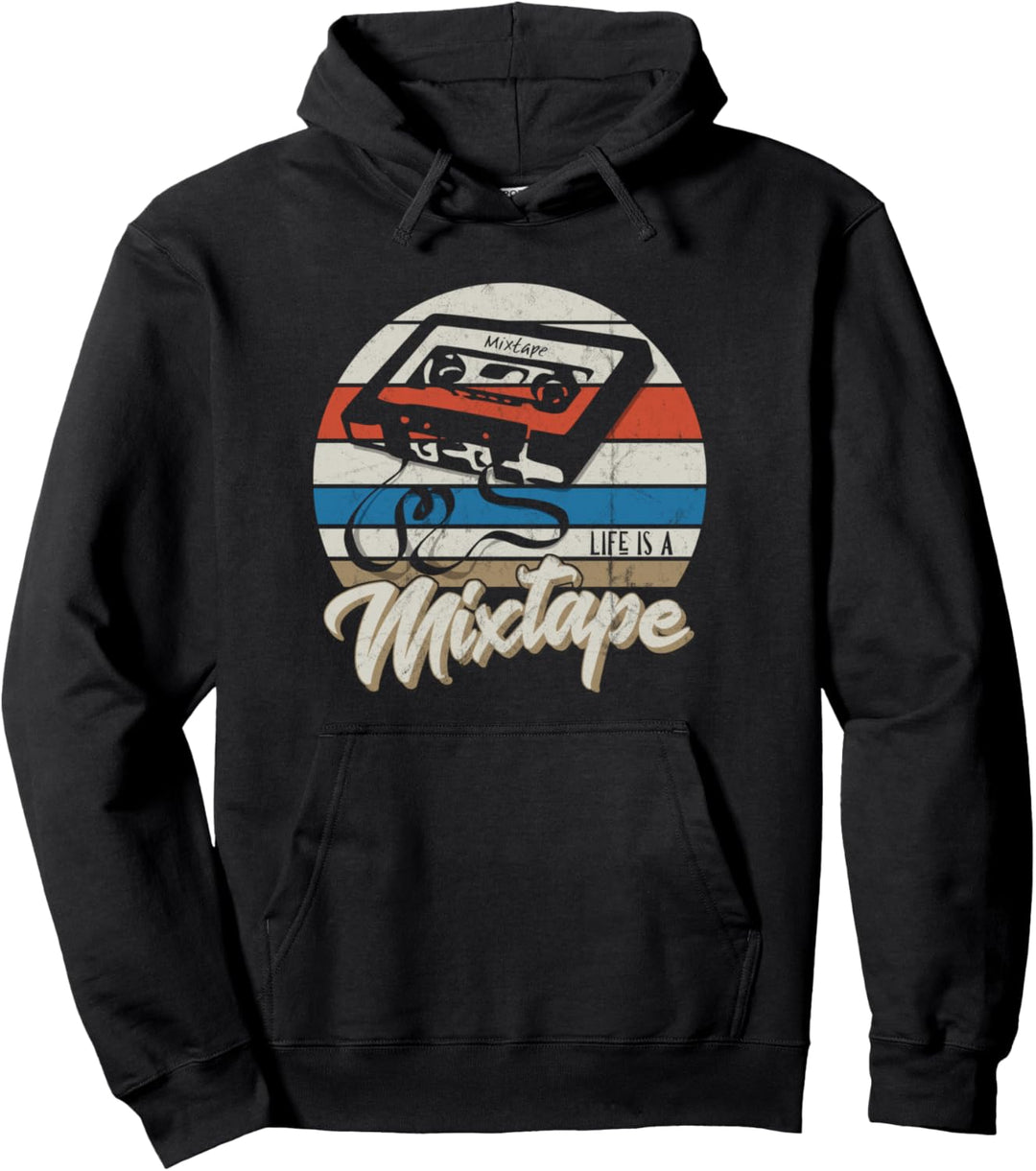 Retro 80er 90er Kassette Oldschool Tape Life Is A Mixtape Pullover Hoodie