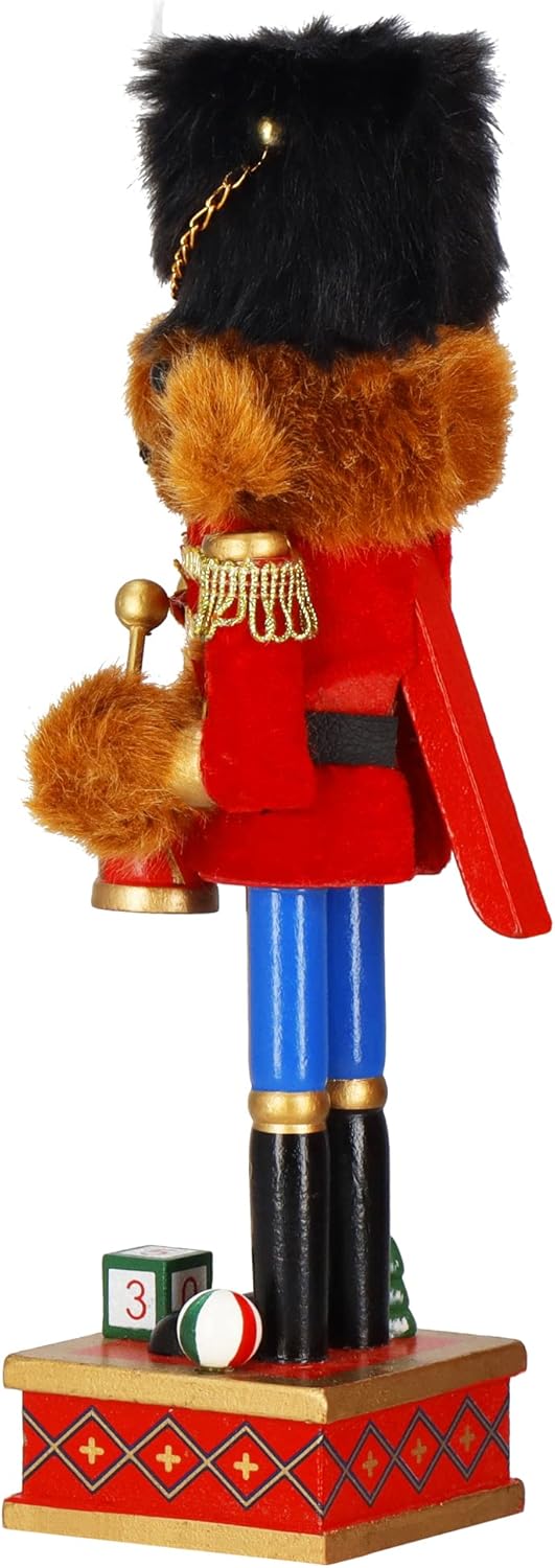 SPRINGOS Nussknacker-Bär mit Militärmütze und Trommel 37,5 cm Dekofigur Weihnachtsdekoration Braun,